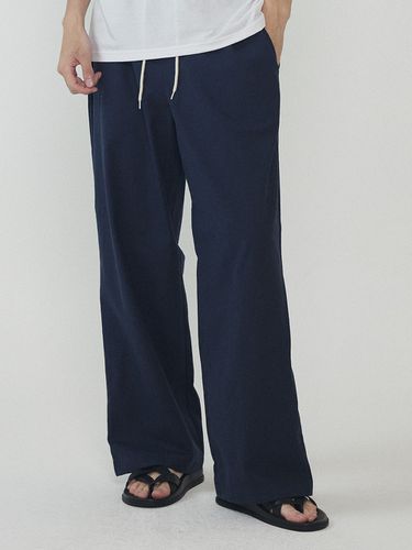 Linen Cotton Semi-Wide Pant - Navy - Analogmood - Modalova