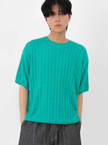 Cable Round Neck Cool Touch Half Pullover Knit - FANACULT - Modalova