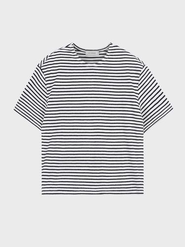 Flex Stripe Terry T-shirt_Navy - LIEU HOMME - Modalova