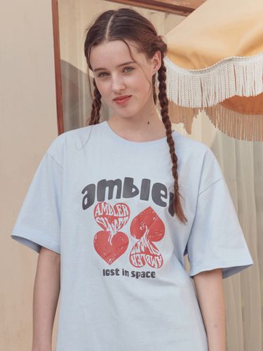 Four Heart Oversized T-Shirt _ Blue - AMBLER - Modalova