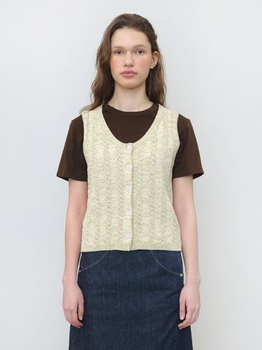 Twist Button Vest - Melange Gray - KNITLY - Modalova