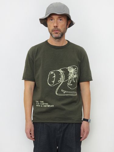 Men Camping Knit T-shirt - Khaki - KNITLY - Modalova