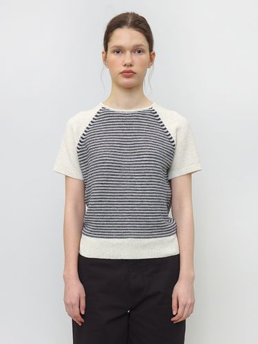 Striped Raglan Knit Top - KNITLY - Modalova