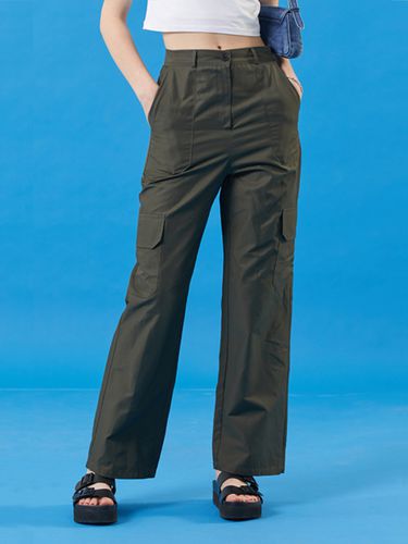 Cool High Rise Wide Cargo Slacks_Khaki - KOLEAT - Modalova