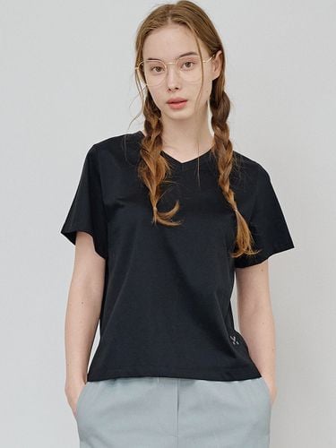 Signature V-neck T-shirt_Black - MaLoupe - Modalova