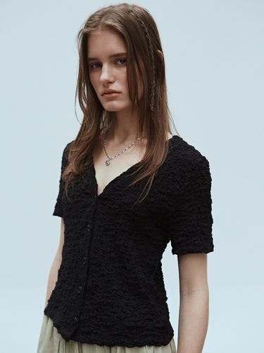 Minimal Neck Wrinkle Cardigan_Black - NICK&NICOLE - Modalova