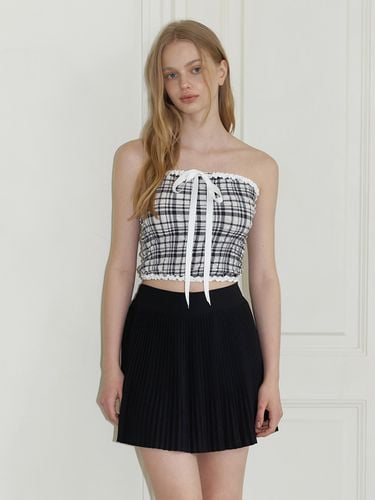 Ribbon Check Tube Top Blouse_Black - KINDABABY - Modalova