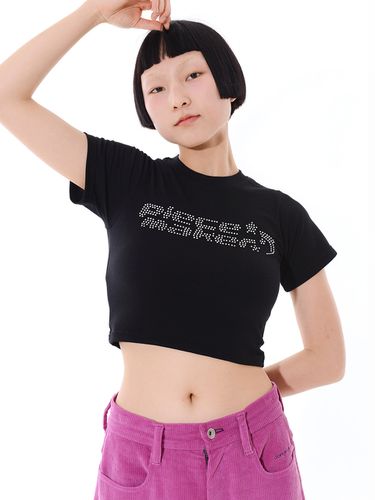 Crystal Logo Crop T-Shirt_Black - PIECEMAKER - Modalova