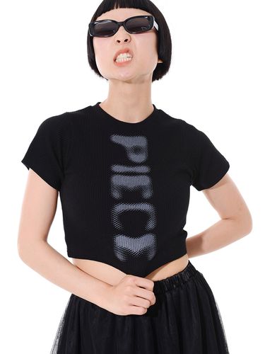 Ribbed Contrast Crop T-Shirt_Black - PIECEMAKER - Modalova