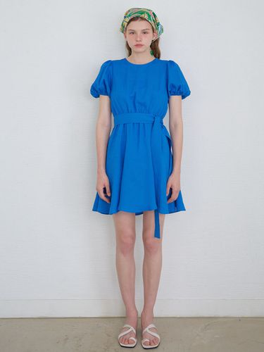 Belted Linen Mini Dress_Blue - SO IR - Modalova