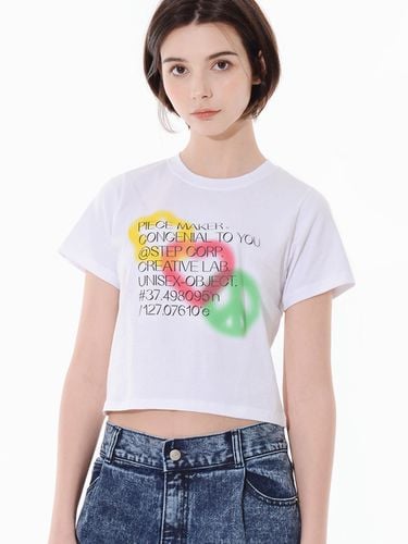 Piece Love Peace Crop Tee_White - PIECEMAKER - Modalova