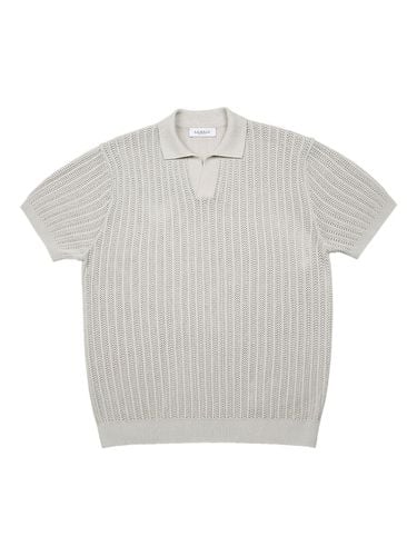 Mesh Mixed Cable Open Collar Knit Pullover - SORTIE - Modalova