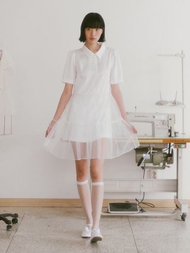 Bridal Tutu Mini Dress_White - GANISONG - Modalova