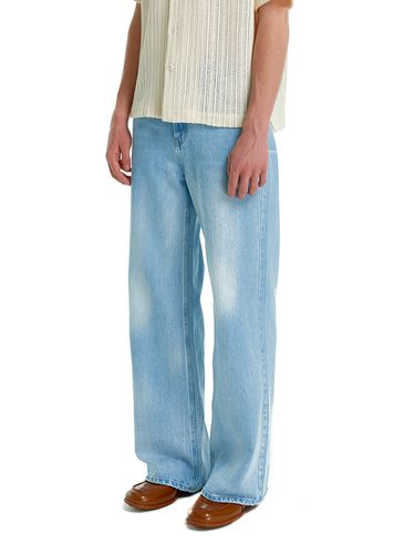 Mens Shiny Wide Denim Jeans - Theballon MEN - Modalova