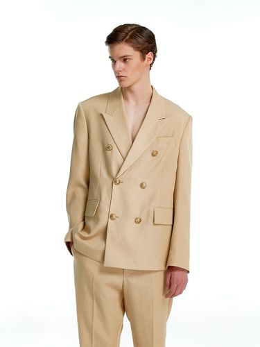 Gold Button Double Jacket_Beige - Theballon MEN - Modalova