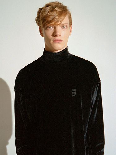 Velvet Turtle Neck Black T Shirt - A NOTHING - Modalova