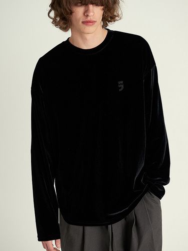 Drop Shoulder Velvet Black T Shirt - A NOTHING - Modalova