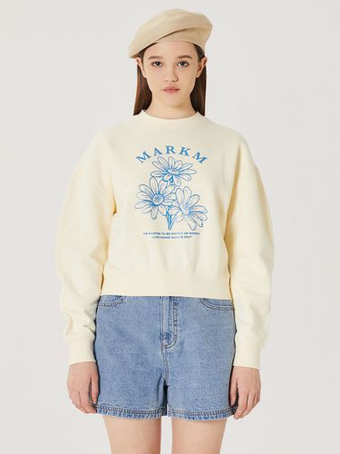 Flower Print Crop Sweatshirt - MARKM - Modalova