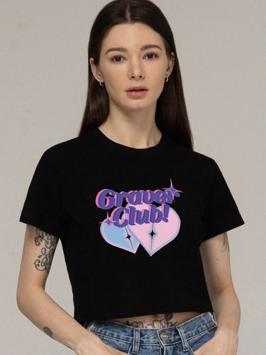 WOMAN] CLUB Logo Heart Cropped T-shirt - GRAVER - Modalova