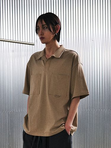 N-BT Pocket 1/2 Collar T-shirt_Beige - A NOTHING - Modalova