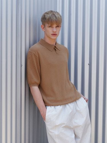 Linen Collar Knit Sweater _ Beige - endoor - Modalova