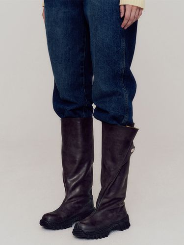 Folded Long Boots_Khaki Brown - NEGATIVETHREE - Modalova