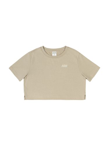 Plain Crop Short Sleeve T-Shirt_Sand - AKIII CLASSIC - Modalova