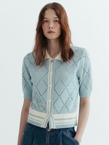 Argyle Pattern Cardigan _Light Blue - a.t.corner - Modalova