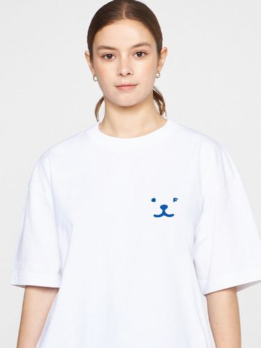 UNISEX] Puppy Face Blue Drawing Smile T-shirt - GRAVER - Modalova