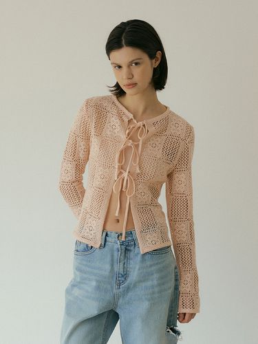 Cotton Crochet Cardigan_Pink - Lucirzu - Modalova