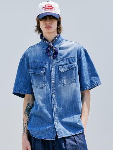 Washed Denim Western Shirt_Blue - KND - Modalova