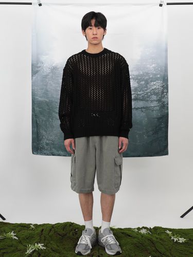 Mesh Essential Summer Knit Pullover_Black - FANACULT - Modalova