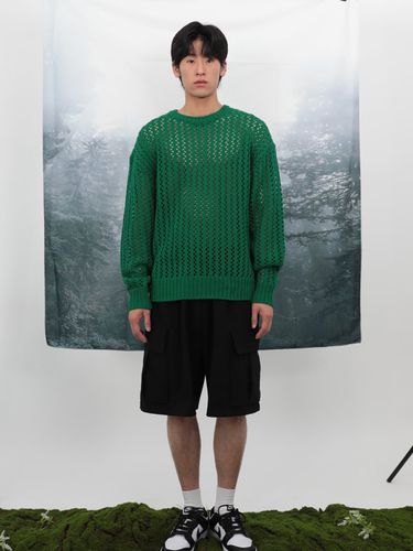 Mesh Essential Summer Knit Pullover_Green - FANACULT - Modalova