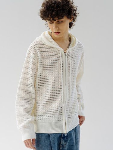 Crochet-Knit Zip-Up Hoodie - BASEMOMENT - Modalova