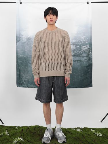 Mesh Essential Summer Knit Pullover_Beige - FANACULT - Modalova