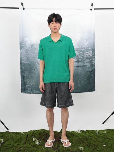 Soft Summer Collar Knit Pullover_Green - FANACULT - Modalova