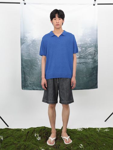 Soft Summer Collar Knit Pullover_Blue - FANACULT - Modalova