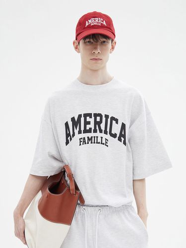 America Logo Over Fit T-Shirt_Grey - FAMILLE - Modalova