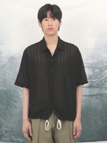 Wellow Punching String Shirt_Black - FANACULT - Modalova