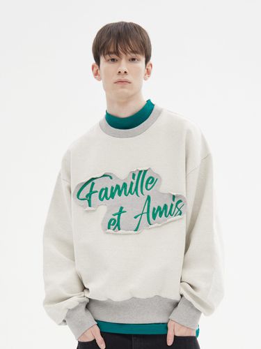 Embroidery Cutting Patch Sweatshirt_Green - FAMILLE - Modalova