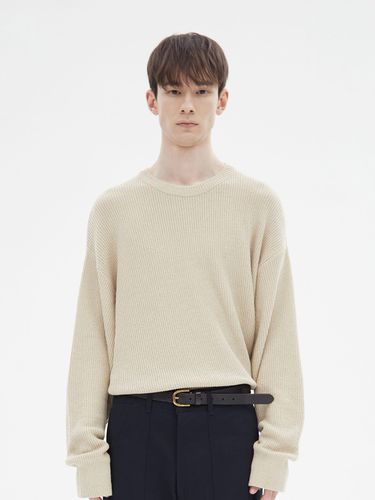 Crew Neck Knit Sweater_Light Beige - FAMILLE - Modalova