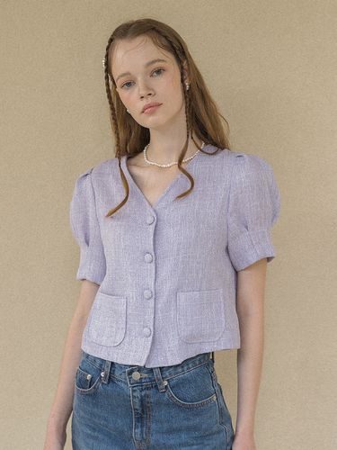 Tweed V-Neck Half Blouse - clet - Modalova