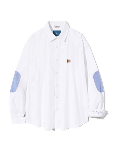 Elbow Patch Oxford Shirt S117_White - DIAMOND LAYLA - Modalova