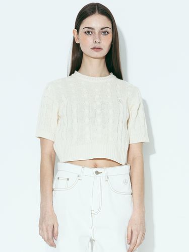 Short Sleeve Cable Knit Sweater - AGENTPEEK - Modalova