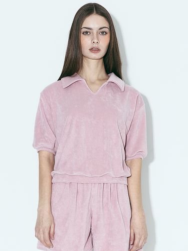 Terry Collar T-Shirt _ Pink - AGENTPEEK - Modalova