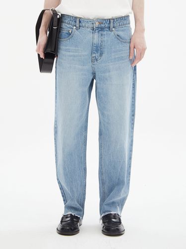 Cut Off Wide Denim Jeans_Blue - FAMILLE - Modalova