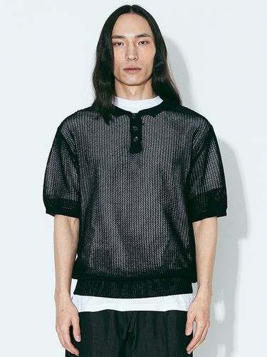 Knitted Collar T-Shirt _ Black - AGENTPEEK - Modalova