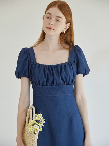 Macaron Denim Dress - Blue - VALLO DE NERA - Modalova