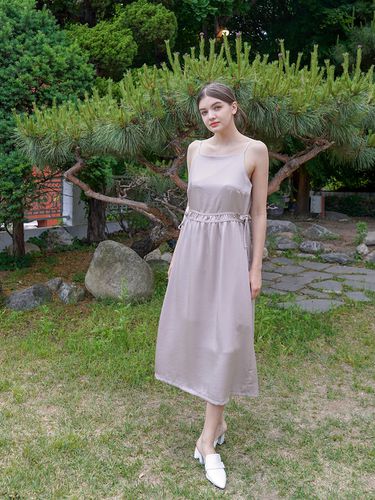 Satin String Slip Dress_Beige - bibyseob - Modalova