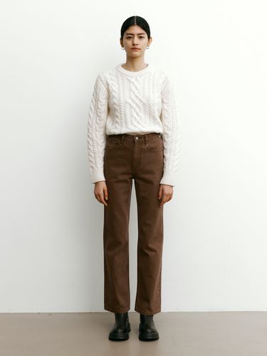 Straight Fit Washed Cation Pants _Brown - STEP AROUND - Modalova